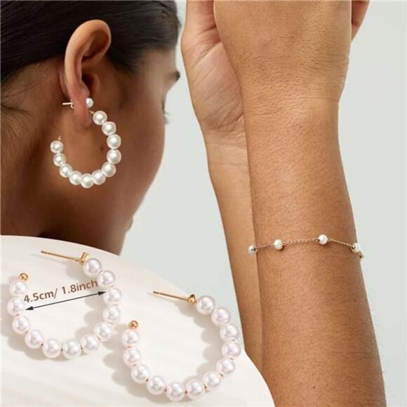 Stunning Pearl Jewelry Set–Classic Necklaces, Bracelets, and Earrings Collection - Picture 3 of 7